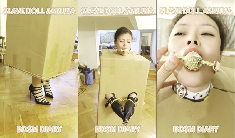 【2025年新流出】國內超強調教SLAVE DOLL AARUNA露臉陰環肛環美少婦紙箱娃娃肛交手銬深喉口交肛塞
