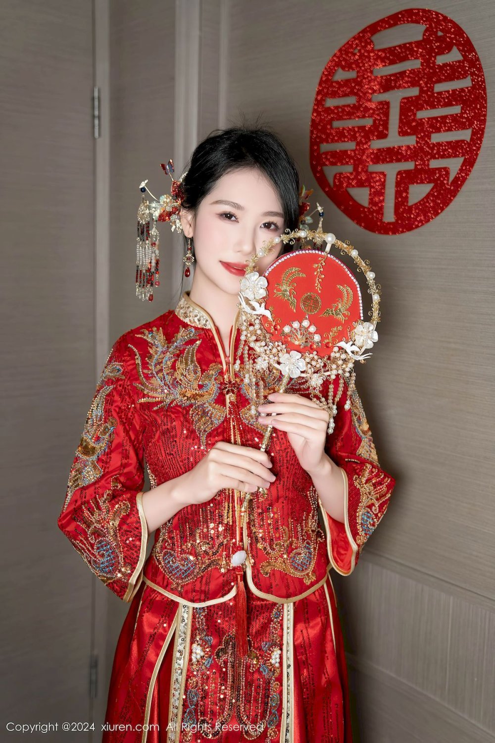 美女模特抖娘利世紅色婚服新婚之夜主題[39P]