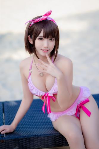 [Cosplay] Eel Feier 鳗鱼霏儿 – Kato Megumi Swimsuit 加藤惠泳装