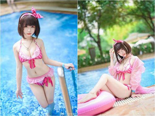 [Cosplay] Zhenzhu 十万珍吱伏特 – Megumi Kato Swimsuit 加藤惠 泳装