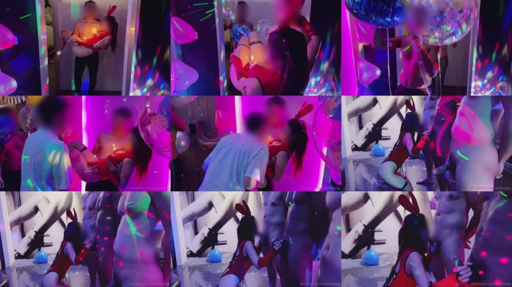 ⚫️11月新品，綠帽換妻淫趴網黃【pittyswg】最新無浮水印83G訂閱14，迪廳的氛圍1女戰4男，排隊肏她