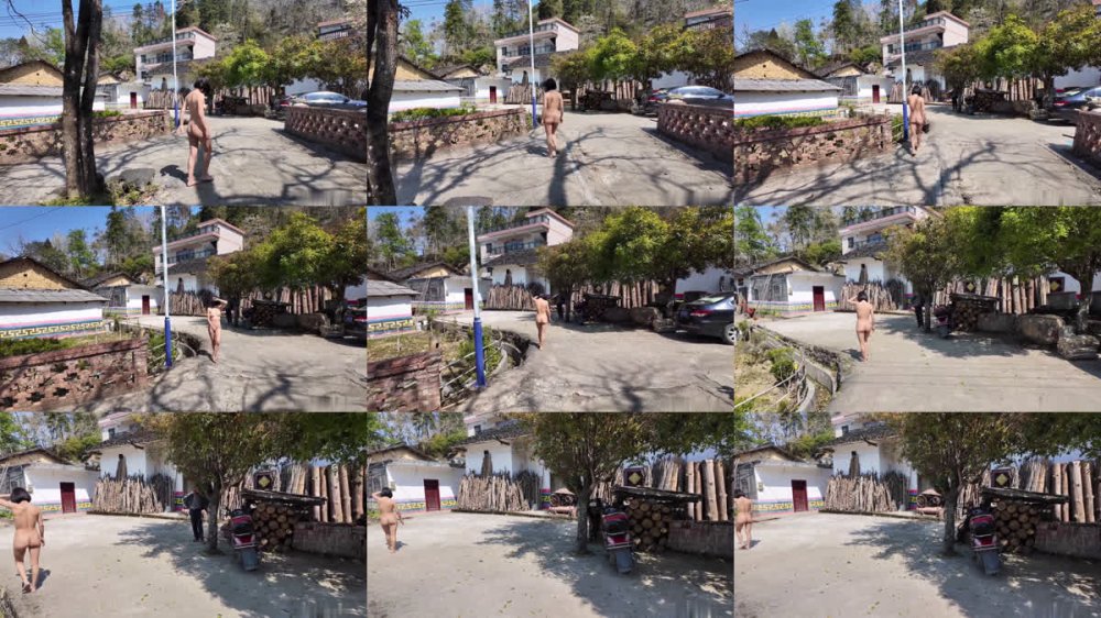 ⚫️ 天花板露出狂人禦姐【cikaimoon】最新12月作品，全裸進村問路為由勾引留守老頭，老頭一路跟隨