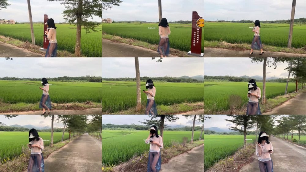 2025年12月最新，人氣露出女神，【cikaimoon】，薄紗全透明，戶外鄉下亂逛，從白天到黑夜