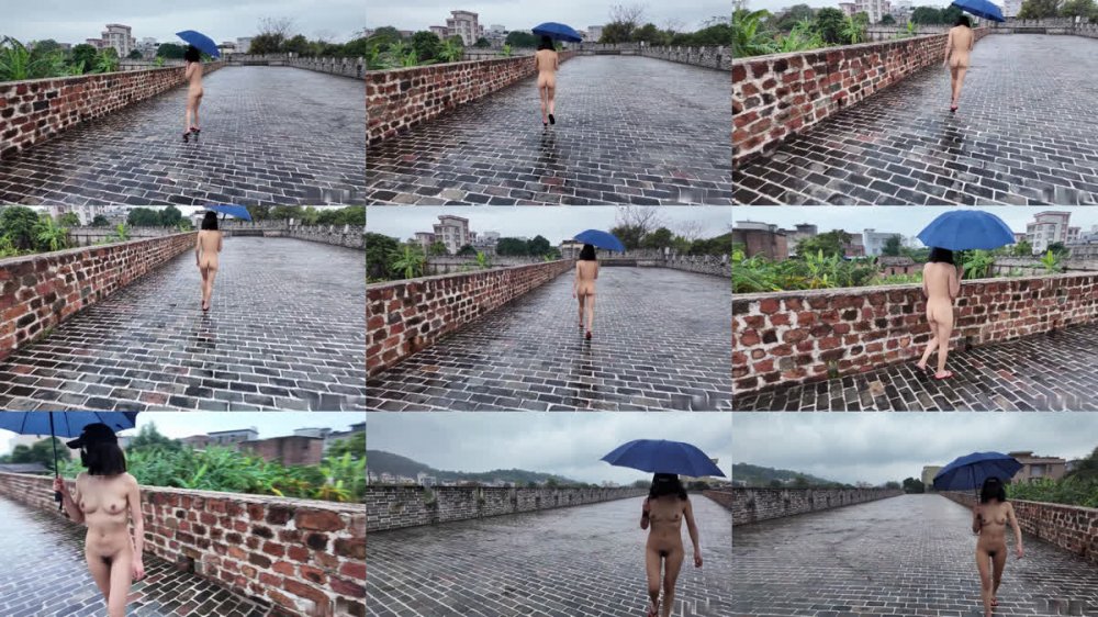 ⚫️ 天花板露出狂人【cikaimoon】最新作品，雨天打傘全裸居民區閒逛一路驚險刺激