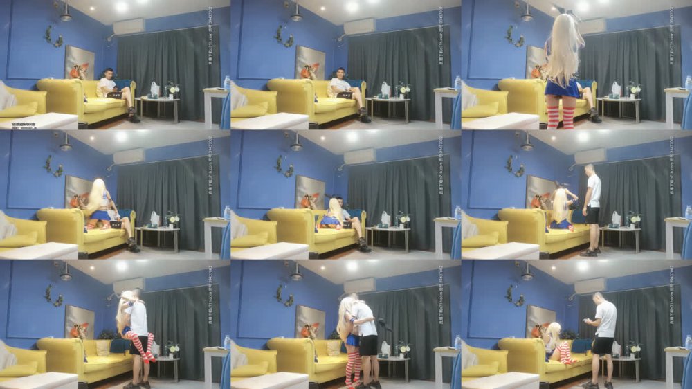 【AI增強】2020-08-12千人斬探花約了個扣死普累妹子丁字褲假髮，沙發上操掰穴特寫口交騎乘后入猛操