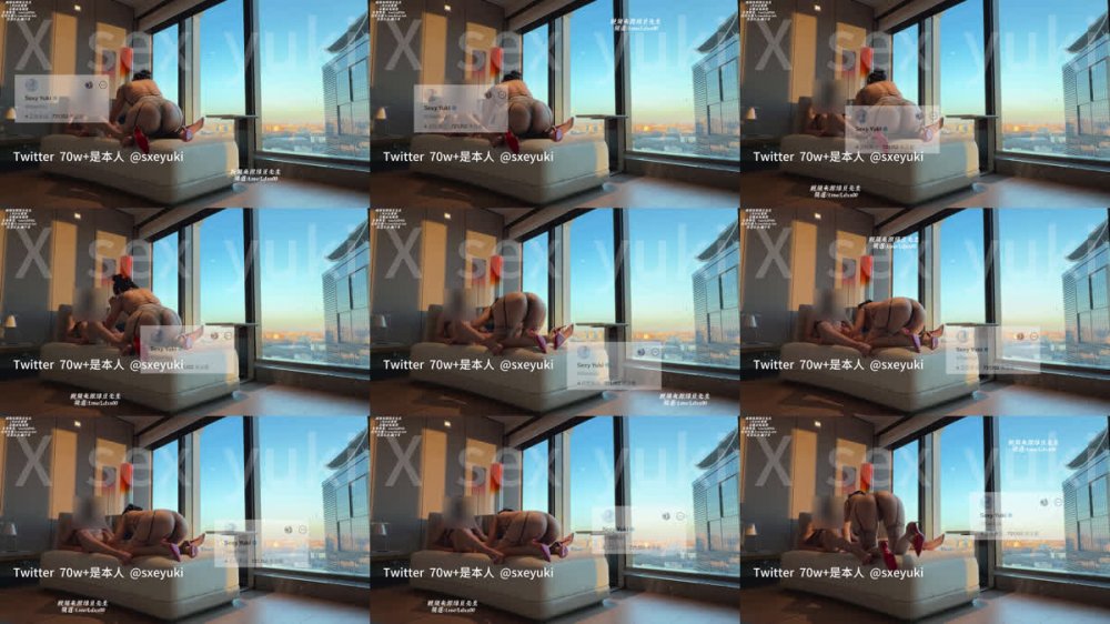 ✨ 【1月最新】73萬粉絲網黃肥臀巨乳騷母狗「Sexy_Yuki」超爽大屁股女上位致命壓榨，高樓超大落地窗大