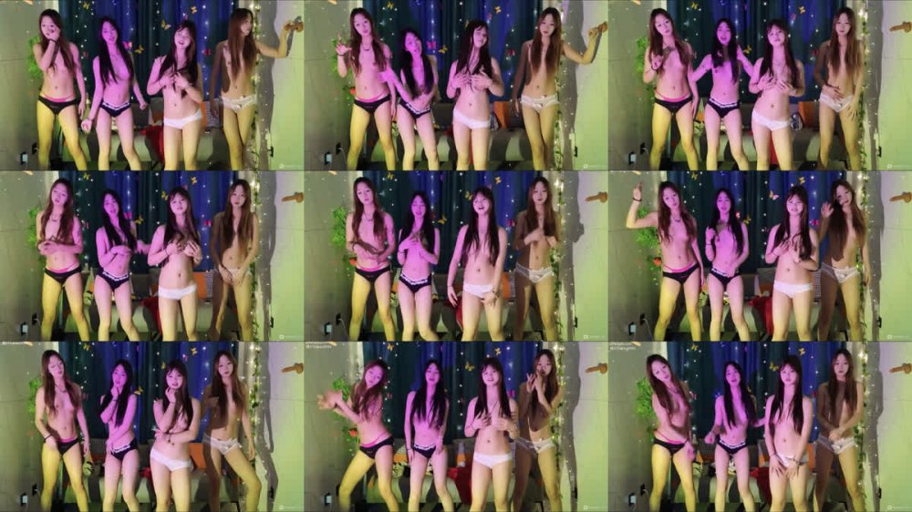 ⚫️ 國產大膽女團【A_HAPPY_18】四位00后美女齊裸舞，撅起屁屁滴蠟，小穴一個比一個嫩