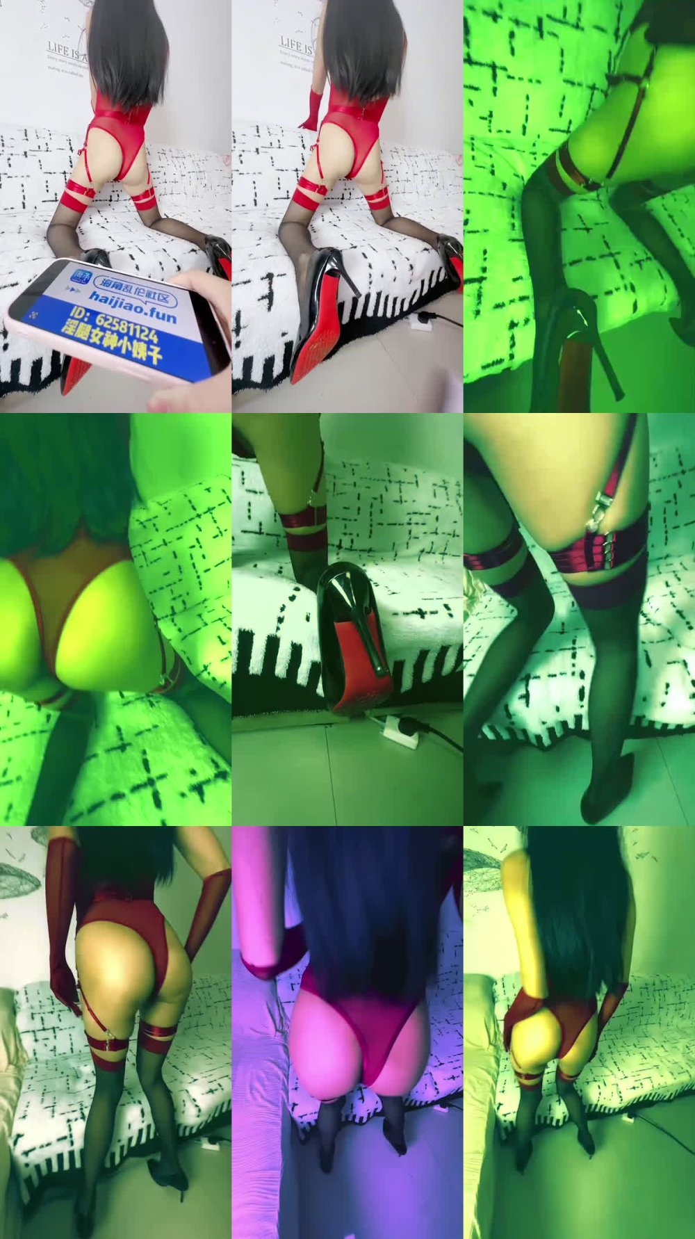 +++ XB-1986 紅色情趣勒乳翹臀小母狗一樣跪舔