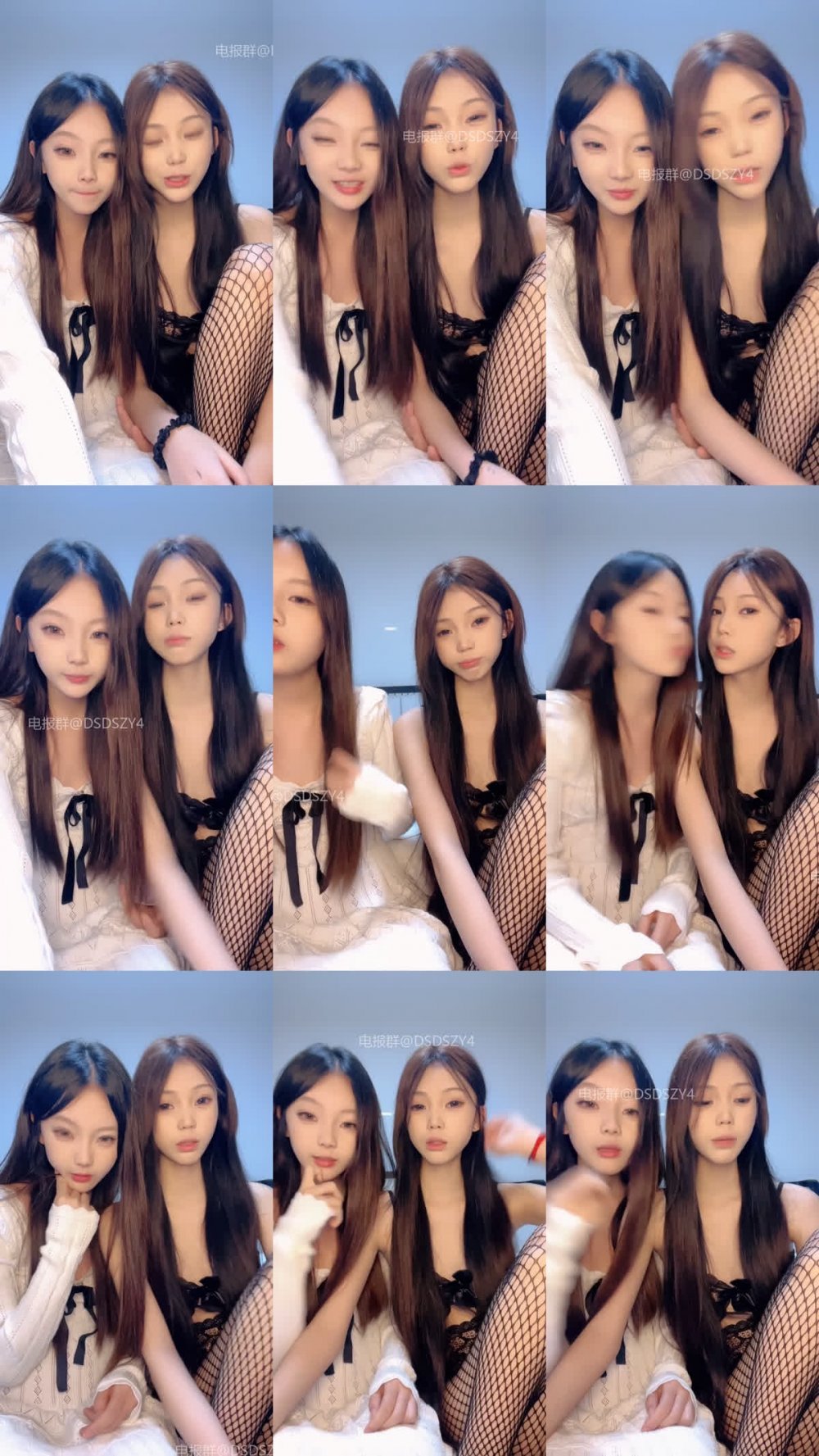 ♦️ 高顏嫩妹【06極品姐妹】高顏嬌小可愛小嫩妹情趣黑絲磨豆腐道具騎乘互插手扣噴水1（4V）