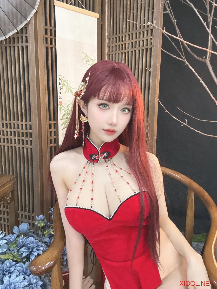 [Cosplay] Shika小鹿鹿 新年红旗袍 大红 [30P-188MB]