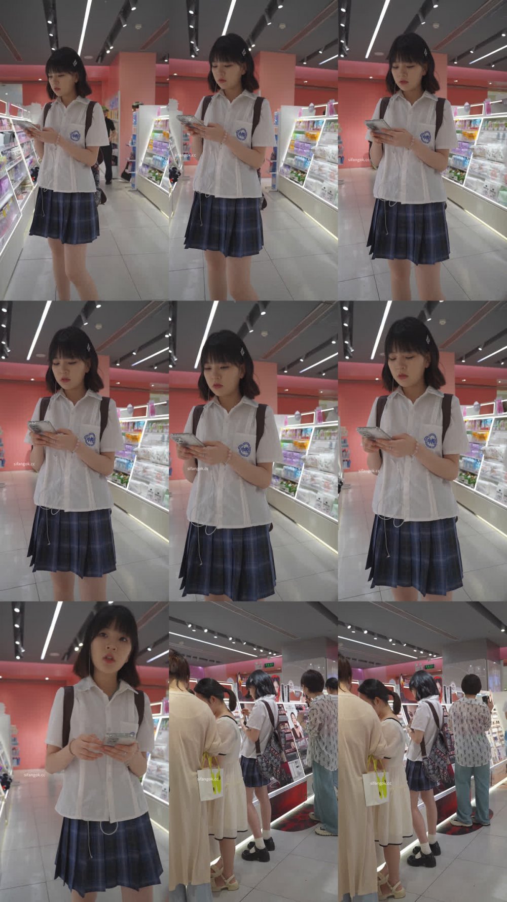 美妝店CD短髮制服jk小學妹.. 側臉清純甜美